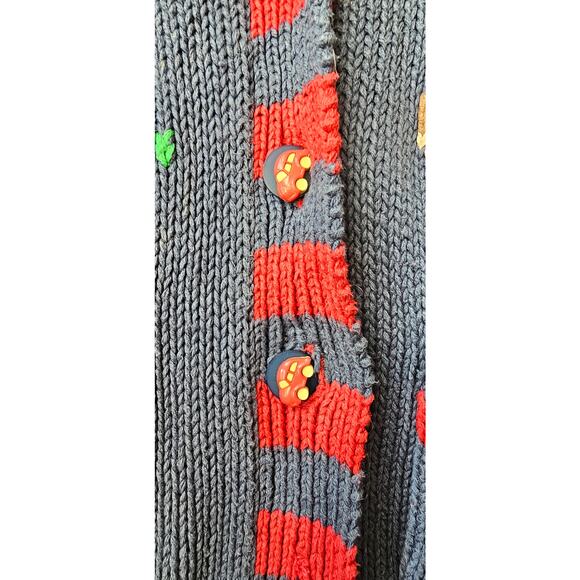 Vintage Hand Knit Boy Mom Cardigan Sweater Size M Multi Soccer Legos‎ FUN Unique - Picture 9 of 9